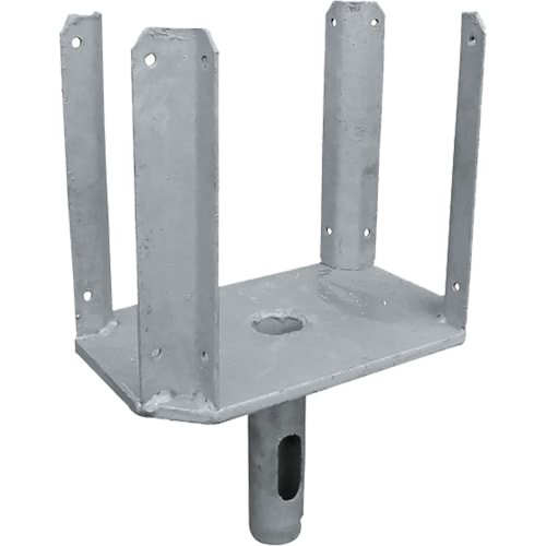 Kopf für Schalungsstützen Typ Standard aus Metall mit vier vertikalen Halterungen und zentralem Loch