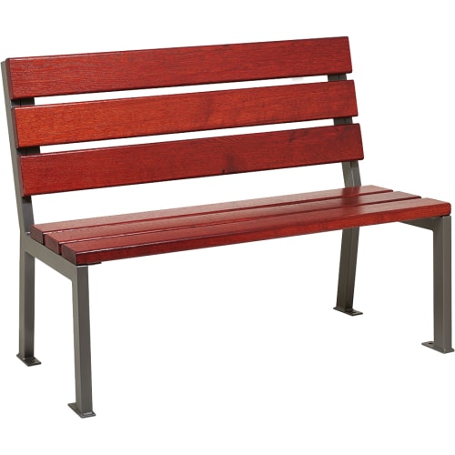 Holzbank SILAOS Parkbank in Mahagoni lasiert mit Stahlgestell