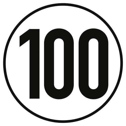 Geschwindigkeitsschild 100 km/h für Kraftfahrzeuge nach § 58 StVZO