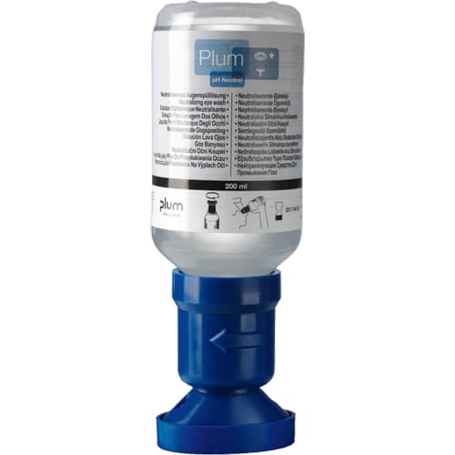 Neutralisierende Augenspülung pH Neutral 0,2l Flasche mit blauem Aufsatz und mehrsprachiger Beschriftung