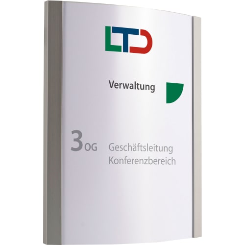 ORLANDO Etagenwegweiser papierflexibel mit Verwaltung, 3. OG, Geschäftsleitung und Konferenzbereich