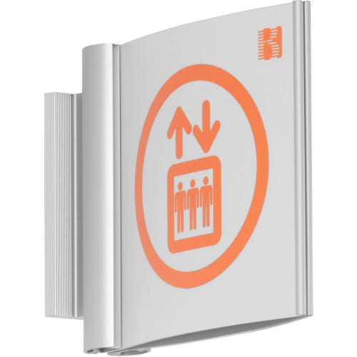 SYDNEY Fahnenschild mit Aufzugssymbol und drei Personen in orange auf weißem Hintergrund