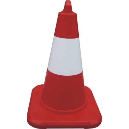 Leitkegel ECO rot mit weißem Streifen aus Kunststoff