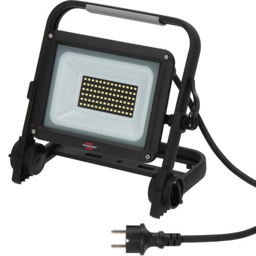 LED-Baustellenstrahler JARO 7060 M von BRENNENSTUHL mit schwarzem Rahmen und Netzstecker
