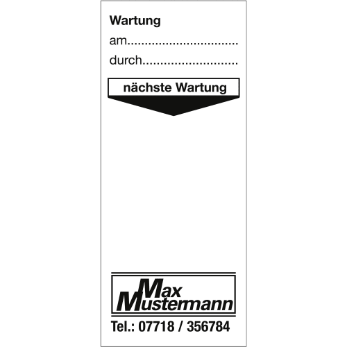 250x Grundplakette mit Text/Logo schwarz nach Wunsch, Weiß, 95 x 40 mm, Folie