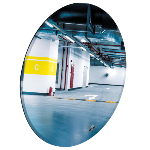 Runder Verkehrsspiegel für Privatausfahrten zur Überprüfung von zwei Richtungen in einer Tiefgarage