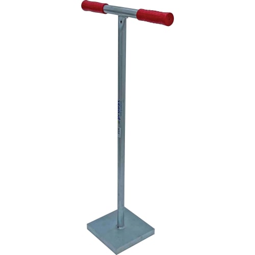 Probst Erd- und Betonstampfer mit rotem Griff und quadratischer Metallplatte