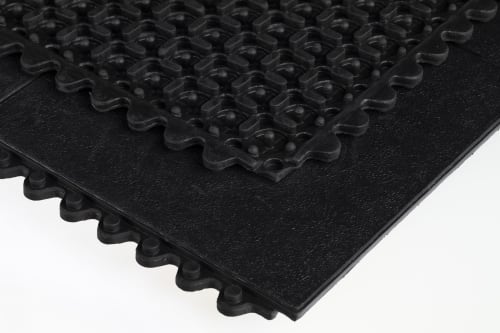 Schwarze Gittermatte YOGA SPA BASIC mit Drainagesystem aus Kunststoff mit Noppenstruktur