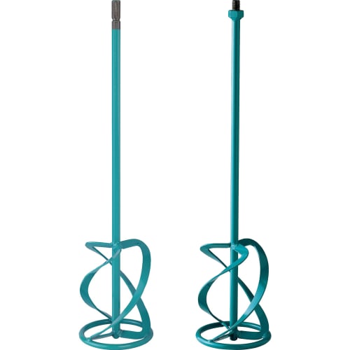 Collomix Mörtelrührer in türkis, zwei Ansichten, Werkzeug zum Mischen von Mörtel