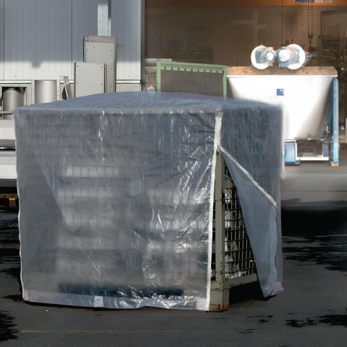 Gitterbox mit transparenter Abdeckhaube B&S Basic Pro im Außenbereich