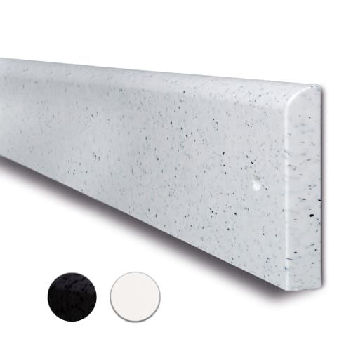 Wandschutzprofil Typ A aus Polyethylen mit Schrammschutz in weißer Farbe mit schwarzen Sprenkeln