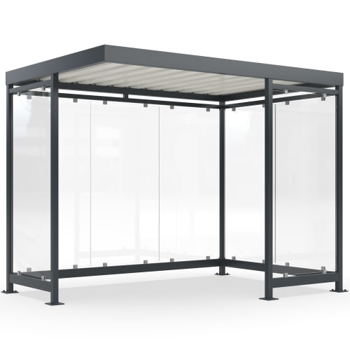 Moderne Überdachung Köln Modell K3 a/c oder K3 c/a mit Glaswänden und Aluminiumrahmen