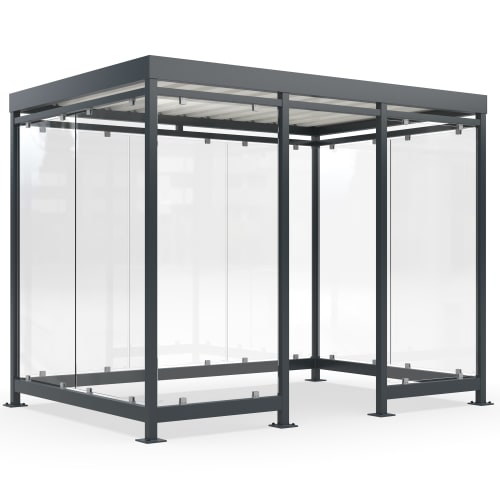 Wartehalle Modell Köln K3 c/c mit Glaswänden und Metallrahmen