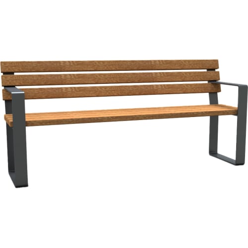 Parkbank Eckesey aus Holz und Metall, stabil und zeitlos