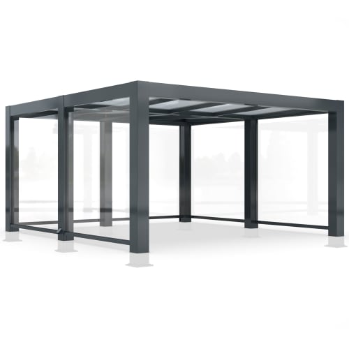 Einkaufswagenüberdachung TrolleyShelter F aus Metall mit transparenten Seitenwänden und Dach