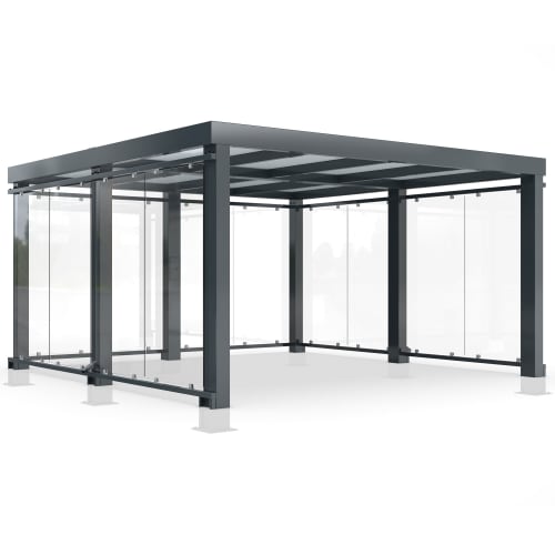 Einkaufswagenüberdachung TrolleyShelter T aus Metall und Glas, moderner Unterstand für Einkaufswagen