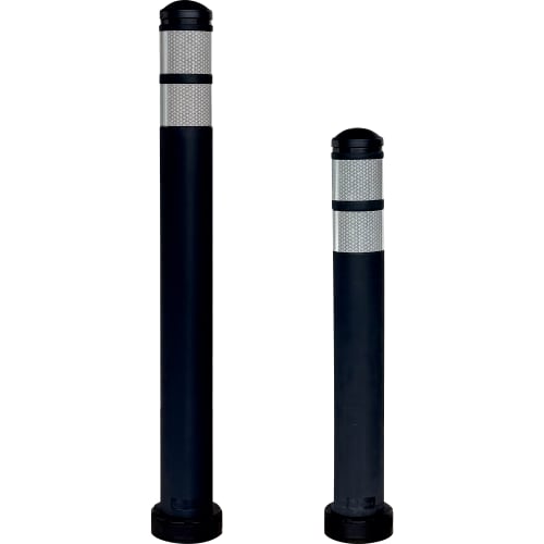 Flexibler Absperrpfosten CityFlex-Kapa mit Flachkopf in zwei Größen mit reflektierenden Streifen