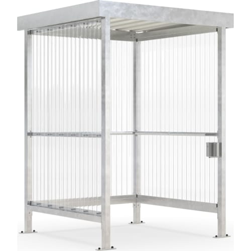 Raucherunterstand Basic Jena mit Ascher aus Metall und transparenten Wänden