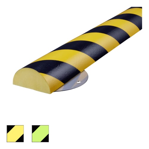 Flächenschutzprofil Knuffi WPK Typ C+ zum Anschrauben, gelb-schwarz gestreift, halbrund mit Metallbefestigung