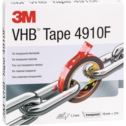 3M Montageband VHB Tape 4910F transparentes Montageband 19 mm x 3 m, 1,1 mm stark