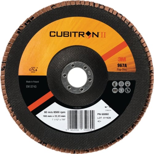 3M Fächerscheibe Cubitron II 967A, 180 mm x 22,23 mm, 80 m/s, 8500 rpm, Made in Poland