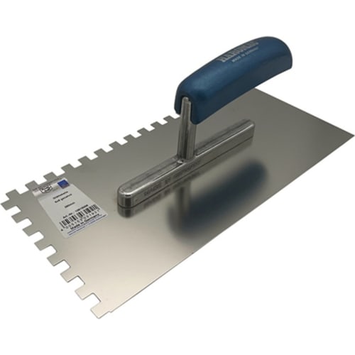 Glättekelle HAROMAC mit 8 x 8 Zahnung und blauem Griff, Made in Germany