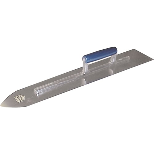 Bodenlegerkelle HAROMAC® mit blauem Griff und spitz zulaufender Edelstahlklinge