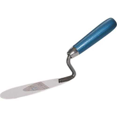 Zungenkelle HAROMAC® mit blauem Griff und gebogenem Metallblatt