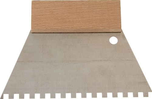 Kleberspachtel Zahnspachtel HAROMAC mit 8 x 8 Zahnung aus Metall mit Holzgriff