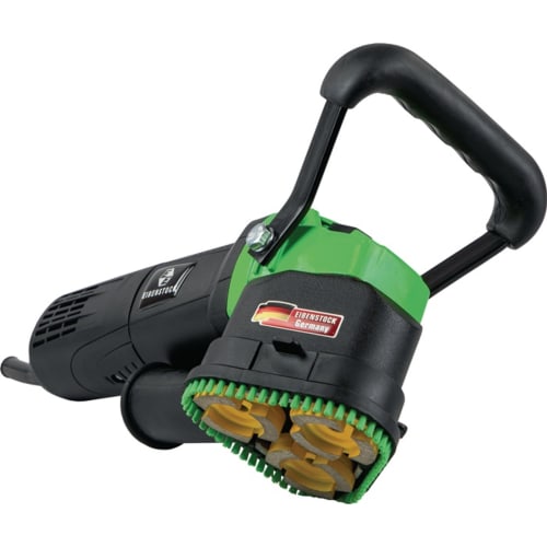 Betonschleifer EIBENSTOCK mit grünem Griff und vier Schleifscheiben