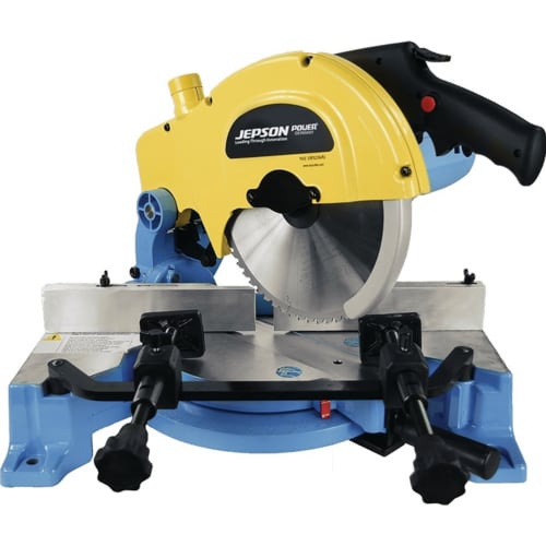 Metallkreissäge Cutter JEPSON mit gelbem Schutzschild und blauem Sockel