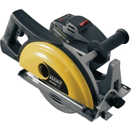 Akku-Metallhandkreissäge JEPSON 8203E mit gelbem Schutzschild und schwarzem Griff
