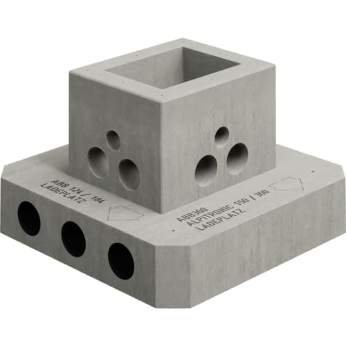 Fundament aus Beton passend für Ladesäule des Herstellers NORDIC mit Kabeldurchführungen