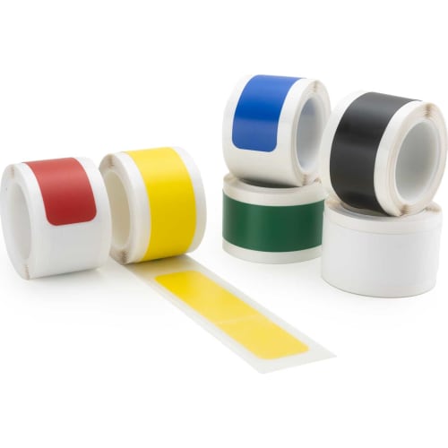 Bodenmarkierung mit farbigen Streifen auf Montagefolie in verschiedenen Farben wie Rot, Gelb, Blau, Grün, Schwarz und Weiß