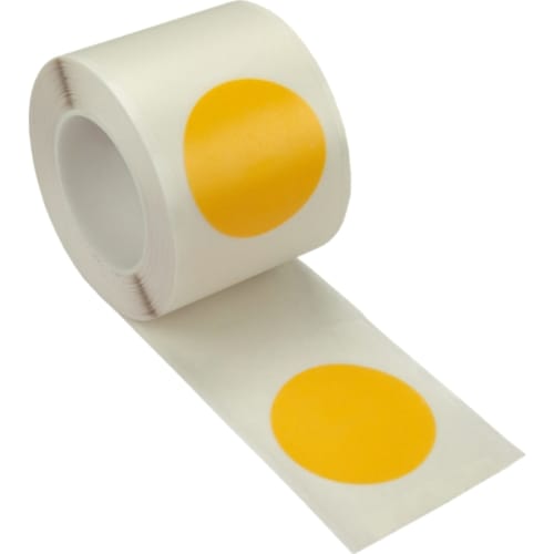 Rolle mit gelben Punkten auf weißer Montagefolie als Bodenmarkierung