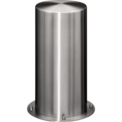 Absperrpfosten Saturn klein aus Edelstahl mit rundem Kopf und Bodenplatte