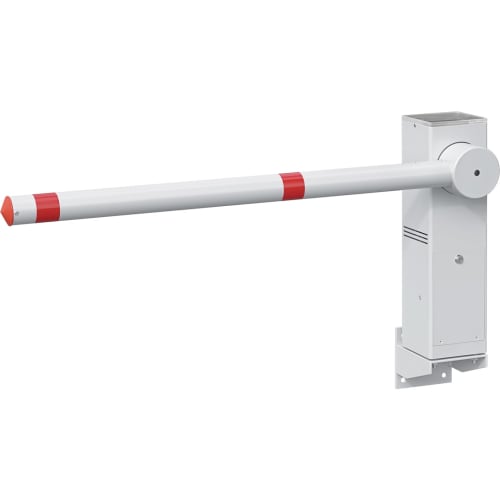 Weiße Durchfahrtsperre Merkur mit rotem Streifen und Solarbetrieb