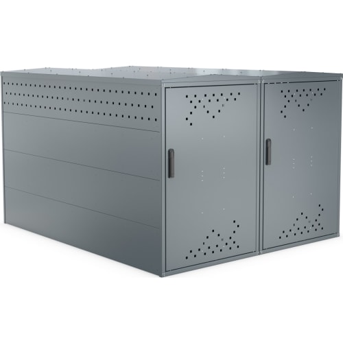 Fahrradgarage BikeBox 1 G aus Metall mit zwei Türen und Belüftungslöchern als Komplett-Set