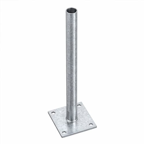 Rohrpfosten mit Fußplatte aus Metall nach IVZ Norm zum Aufdübeln