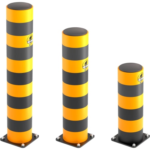 Rack Mammut Rammschutz-Poller Strong in verschiedenen Größen, gelb-schwarz gestreift, mit Bodenbefestigung