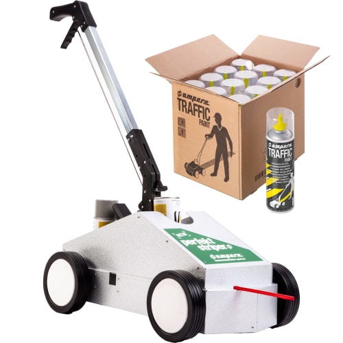Markierungs-Set NEW PERFEKT STRIPER mit 12 Dosen Markierungsspray Traffic und Markiergerät