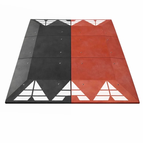 Fahrbahnschwelle Berliner Kissen EU GAMMA in schwarz und rot mit weißer Markierung, geeignet für 30 km/h, Tragkraft 40 Tonnen bei 15 Tonnen Achslast