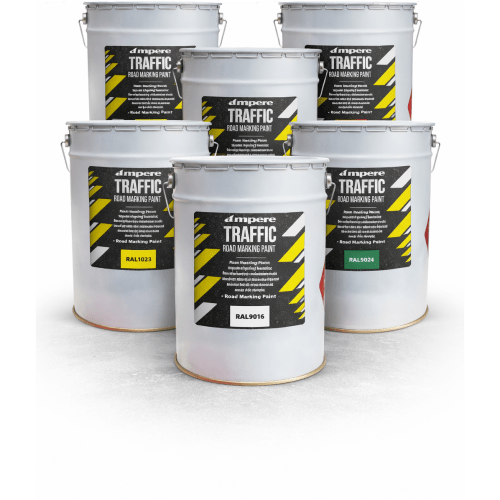 Ampere Traffic Road Marking Paint Eimer in verschiedenen RAL-Farben RAL1023 Gelb, RAL9016 Weiß, RAL5024 Grün