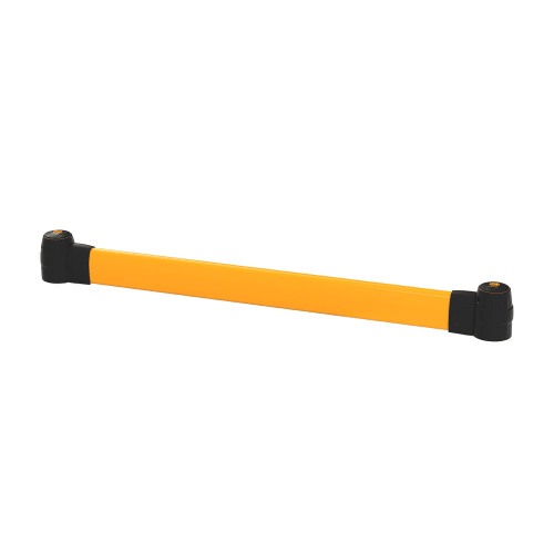 Flexible Bodenbarriere Flex+ in gelb mit schwarzen Endstücken, zur Bodenabsperrung