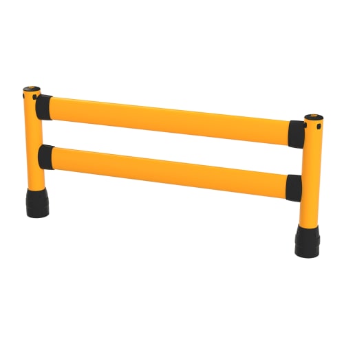 Flexibles Rammschutzgeländer Flex+ L-Line in gelb mit schwarzer Basis und Verbindungsstücken