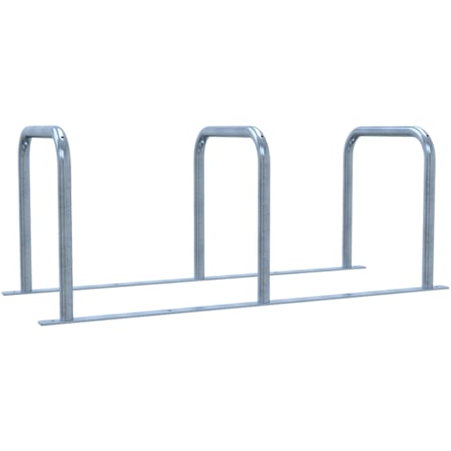 Fahrradanlehnständer-Set aus verzinktem Stahl mit drei Bügeln zur sicheren Fahrradabstellung