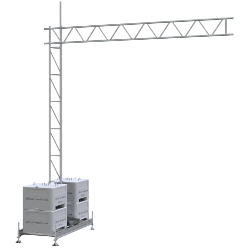 Kabelüberführung Aufstellvorrichtung mit Kragarm aus Metall mit Betongewichten zur Stabilisierung