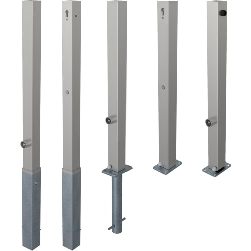 Eckiger Edelstahlpfosten Elegance 70 x 70 mm mit verschiedenen Befestigungsoptionen und Schloss