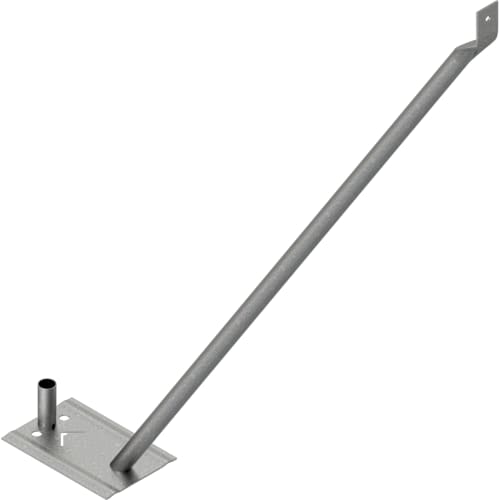 Stützstrebe aus Metall für Bau- und Mobilzäune mit Rohrstutzen zur Stabilisierung