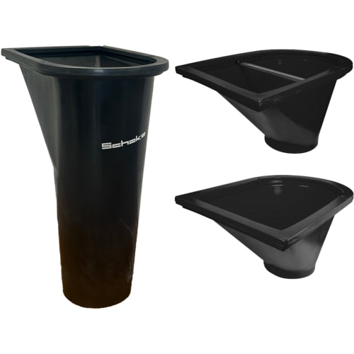 Schake Schuttrutsche Trichter aus schwarzem Kunststoff, verschiedene Ansichten